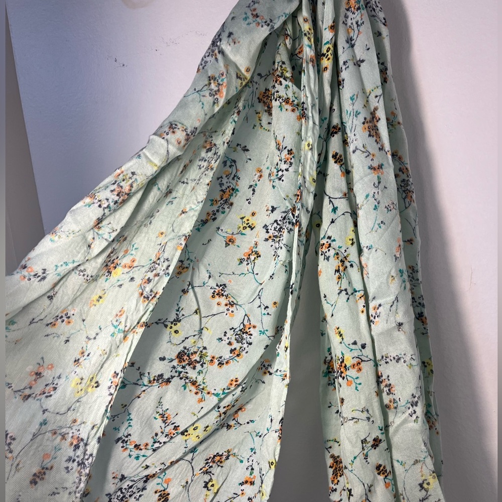 LOFT Outlet Boho Floral Fashion Scarf, seafoam green